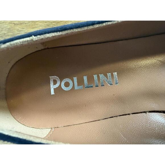 Pollini Clodette15 Oceano Navy Suede Ballerinas w/ Gold Plaque EU 35 / US 5 NWB - Picture 7 of 12